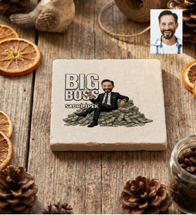 Kişiye Özel Karikatürlü Erkek Patron Bardak Altlığı Doğum Günü Hediyesi