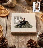 Kişiye Özel Karikatürlü Erkek Patron Bardak Altlığı Doğum Günü Hediyesi