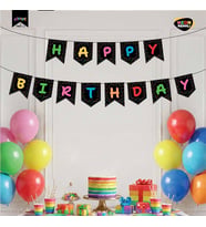 Happy Bırthday Neon Siyah Banner 250 cm