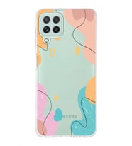 Samsung Galaxy A22 Uyumlu Kapak Karışık Renkler Tasarımlı Şeffaf Silikon Kılıf