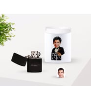 BK Gift Kişiye Özel Babalar Günü Hediyesi Godfather Baba Karikatürlü Seramik Kül Tablası ve Benzinli Çakmak Seti-4 (Model 1)