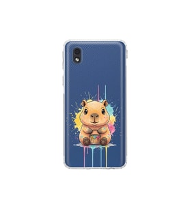 Samsung Galaxy A01 Core ile Uyumlu Splash Kapibara Tasarımlı Şeffaf Silikon Kılıf