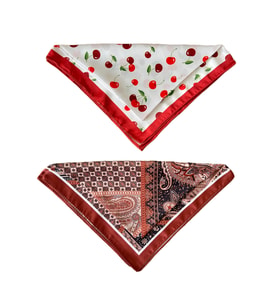 2 Li Saten Bandana Seti Saten Fular Saten Çanta Aksesuarı Özel Desen Bandana 45X50 Cm