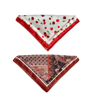 2 Li Saten Bandana Seti Saten Fular Saten Çanta Aksesuarı Özel Desen Bandana 45X50 Cm