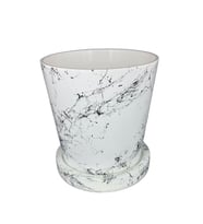 Altlıklı Dekoratif Saksı,Beton Saksı 1.2 Lt (Beyaz Zebra)