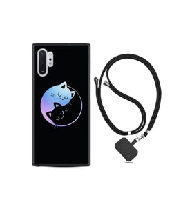 Samsung Galaxy Note 10 Plus Kılıf Silikon Desen Boyun Askılı Love Cats 1604