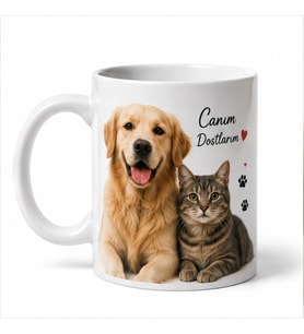 Evcil Hayvan Fotoğraflı Kupa, Kedi Köpek Resimli Kişiye Özel Hediye Kupası