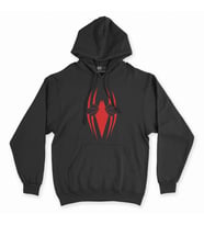 Kırmızı Renkli Örümcek Siyah Kapşonlu Sweatshirt Hoddie