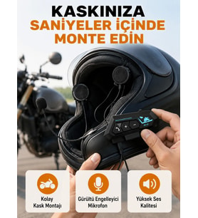 BT22 Kask İçi Bluetooth Kulaklık Hızlı Eşleşme ve Gürültü Önleyici Mikrofon Yeni Nesil