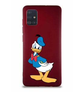 Samsung Galaxy M31S Soft Premier Kapak Donald Duck-D Tasarımlı Silikon Kılıf - Mürdüm (Şeffaf)