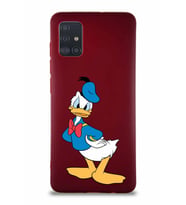 Samsung Galaxy M31S Soft Premier Kapak Donald Duck-D Tasarımlı Silikon Kılıf - Mürdüm (Şeffaf)