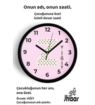 İsme Özel Z Harfli Pembe Çocuk Odası Duvar Saati Orta Boy 30 cm Siyah Camlı Sessiz
