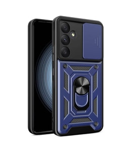 Vendas Samsung Galaxy A35 Kılıf Magnetik Standlı Kamera Korumalı Zore Sürgülü Vega Kapak (Mavi)
