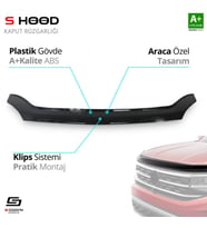 S-Dizayn Gaz Uyumlu Gazelle ABS Plastik Kaput Rüzgarlığı 2013 Üzeri A+Kalite Parça (Karışık)