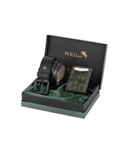 Polo Air Mıknatıslı Otomatik Mekanizmalı Cüzdan Ve Kemer Erkek Kombin Seti Yeşil Siyah Renk M-06-Y (Yeşil-Siyah)