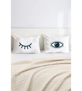 Göz Kırpan Pamuklu Çift Kişilik 50x70 cm Yastık Kılıfı Seti