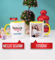 Matematik Öğretmeni Kupa Bardak Sarı Fotoğraflı