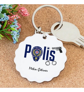 Trafik Polisi Tasarımlı Papatya Anahtarlık