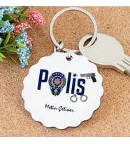 Trafik Polisi Tasarımlı Papatya Anahtarlık