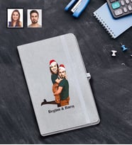 Kişiye Özel Yılbaşı Sevgili Karikatürlü Gri Defter Model-6