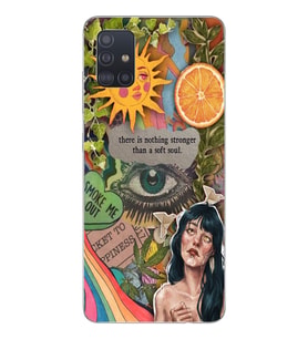 Samsung Galaxy A71 Uyumlu Vintage Kolaj Desenli Şeffaf Telefon Kılıfı