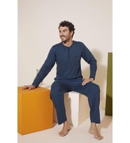 KLY 9230 Erkek Midi Yaka Pijama Takım