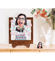 BK Gift Kişiye Özel Anneler Günü Temalı Canım Annem Karikatürlü Ahşap Standlı 3D Biblo-1 (Beyaz)