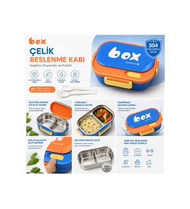 2 Bölmeli Paslanmaz Çelik Yemek Kabı Sızdırmaz Kapaklı 1000ML
