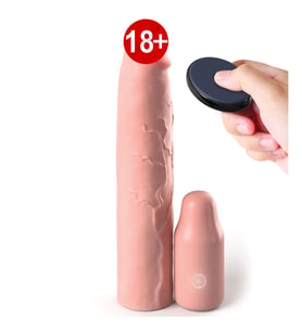 Fantasy Extension Elit Kumandalı Titreşimli 22 Cm Uzatmalı Silikon Penis Kılıfı