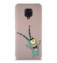 Xiaomi Redmi Note 9 Pro Soft Premier Kapak Plankton Tasarımlı Silikon Kılıf - Pudra (Şeffaf)