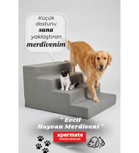 Köpek Merdiveni Kedi Merdiveni 4 Basamaklı Evcil Hayvan Merdiveni Antrasit