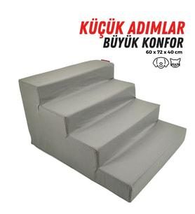 XPERMATE Evcil Hayvan Merdiveni - Kedi Merdiveni - Köpek Merdiveni , 4 Basamaklı, Fermuarlı Antrasit
