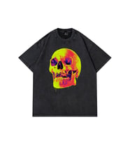 Trendiz Unisex Yıkamalı Sarı Skull Antrasit Tshirt