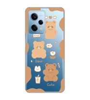 Redmi Note 12 Pro 5G Uyumlu Cute Bear Tasarımlı Şeffaf Telefon Kılıfı