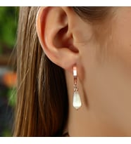 AZURİS 925 AYAR GÜMÜŞ KEDİ GÖZÜ DAMLA KÜPE (Rose)