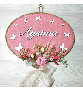 Lora Davet Kız Bebek kapı süsü, Hastane kapı süsü, Duvar süsü (1 Adet) Pembe - 36201