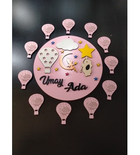 Kapı  Süsü ve 10 Adet Magnet birarada Kişiye özel (Pembe)