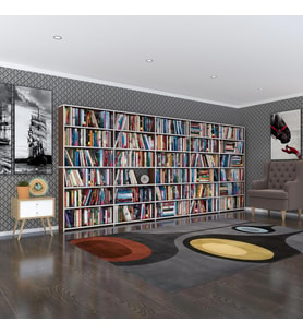 Kenzlife kitaplık süper ga cvz 180*400*19 6 katlı 5 bölme çift bölme opsiyonlu ofis mutfak banyo dolabı arkalıksız