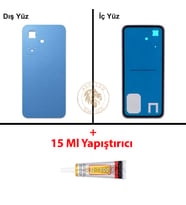 Infinix Smart 10 Mavi Uyumlu Arka Kapak + B7000 Yapıştırıcı Arka Cam Batarya Pil Kapağı Lazer Kesim
