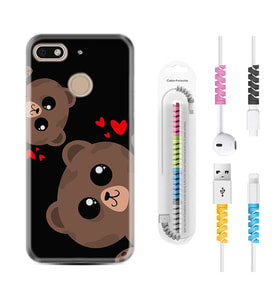General Mobile GM8 Go GM9 GM20 Pro Plus Kılıf Kablo Koruma Spiral Silikon Love Animals 1780