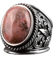 Erkekler için 925 Ayar Gümüş Yüzükler - Doğal Taş Seçimi (Rhodonite)