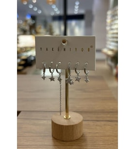 Yakemiyou Silver Taşlı Yıldızlar Altılı Küpe