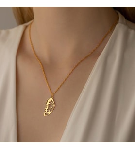 Kişiye Özel 925 Ayar Gümüş Tasarım Kelebek Kolye (Gold)