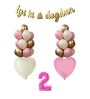 1 Yaş Pembe Doğum Günü Balon Seti 16inç Pembe Rakam İyi Ki Doğdun Bannerlı Set (02)