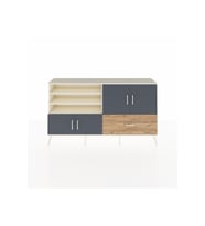 Arges Konsol 5 Raflı Tek Çekmeceli 4 Kapaklı 176x30x99 Aytaşı-Antrasit/Çam