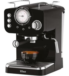 Retro Espresso Kahve Makinesi (Espresso-Cappiccino-Latte)15 Bar Basınç Süt Köpürtücü 1.25L 1100W Siyah