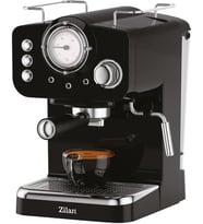 Retro Espresso Kahve Makinesi (Espresso-Cappiccino-Latte)15 Bar Basınç Süt Köpürtücü 1.25L 1100W Siyah