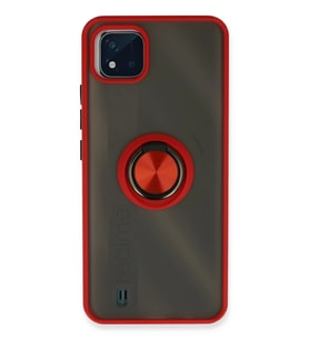 Newface Realme C11 2021 Kılıf Montreal Yüzüklü Silikon Kapak - Kırmızı