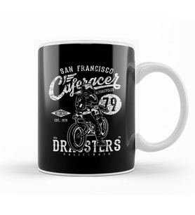 San Francisco Cafe Racer Motorcycle Dragsters Kupa Bardak Porselen