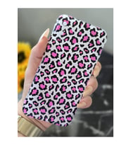 Iphone X ve Xs Uyumlu Pembe Leopar Baskılı Şeffaf Telefon Kılıfı